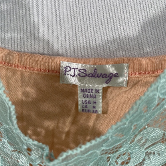 NEW PJ Salvage [ Medium ] Lace Trim Jersey‎ Camisole in Orange/Aqua Blue - Picture 4 of 12